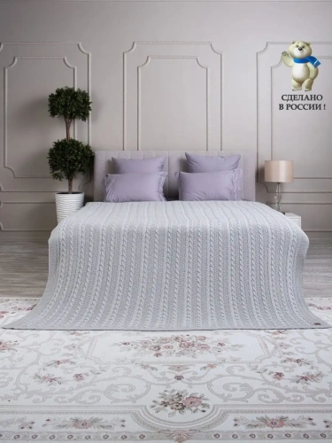 Плед 220x240 на кровать диван покрывало вязаный хлопок 100% фото 3
