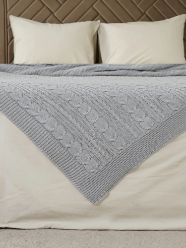 Плед 220х240 на кровать диван покрывало вязаный Хлопок 100 %