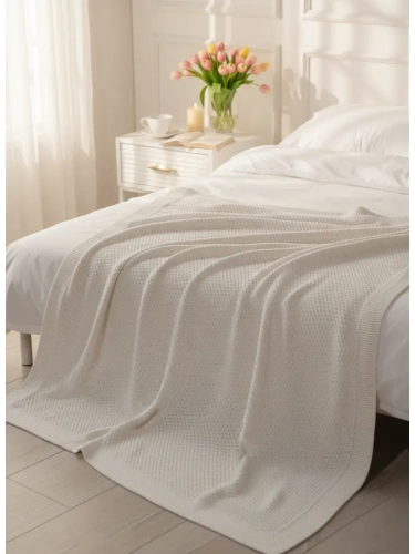 Плед 220х240 на кровать диван покрывало вязаный Хлопок 100 % фото 2