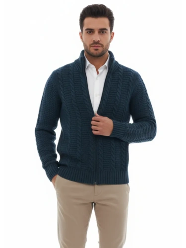 Кардиган мужской на молнии Жакет вязаный шерстяной Кофта