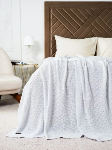 Плед 220х240 на кровать диван покрывало вязаный Хлопок 100 % фото 2