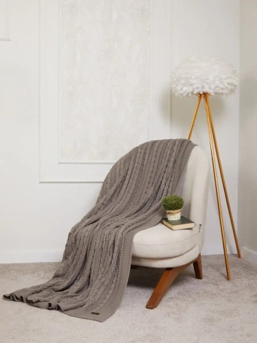 Плед 220x240 на кровать диван покрывало вязаный хлопок 100% фото 3