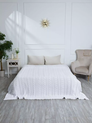 Плед 200х220 на кровать диван покрывало вязаный Хлопок 100 % фото 6