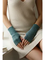 Митенки сине-зеленый теплые перчатки без пальцев y2k