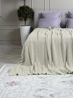 Плед 200x220 на кровать диван покрывало вязаный хлопок 100%
