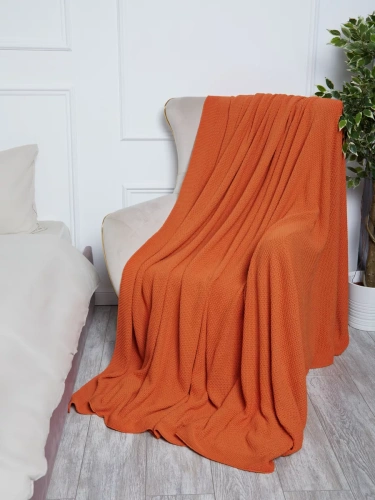 Плед 220х240 на кровать диван покрывало вязаный Хлопок 100 % фото 2