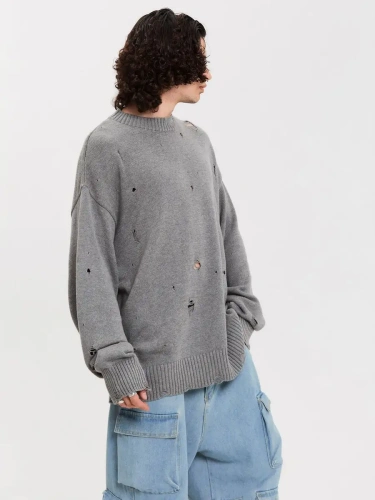 Свитер оверсайз рваный женский и мужской теплая унисекс фото 4