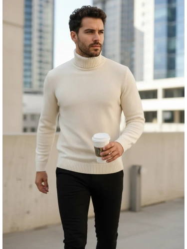 Свитер мужской с горлом теплый шерстяной фото 3