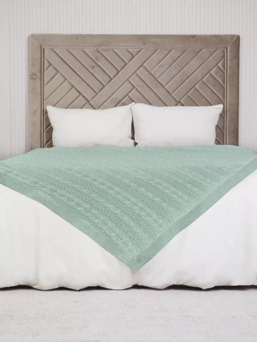 Плед 220x240 на кровать диван покрывало вязаный хлопок 100% фото 4