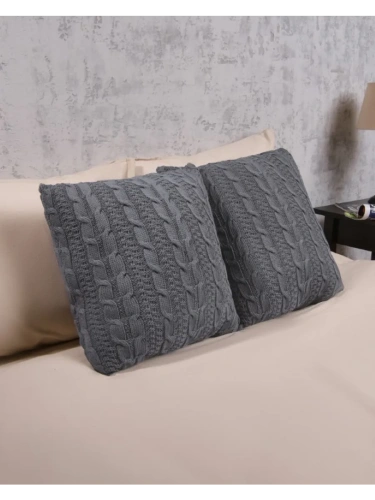 Наволочка декоративная вязаная для подушки 45 x 45 см хлопок фото 3