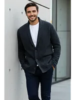 Кардиган на пуговицах длинный повседневный накидка удлиненный