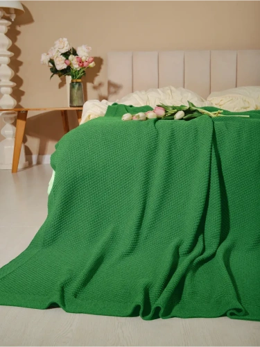 Плед 180х220 на кровать диван покрывало вязаный Хлопок 100 % фото 2