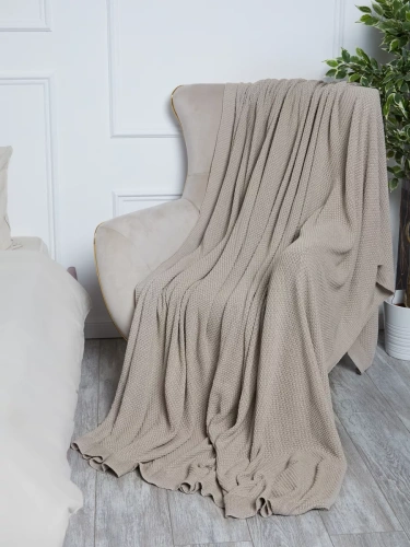 Плед 160х220 покрывало на диван кровать вязаный хлопок 100% фото 4