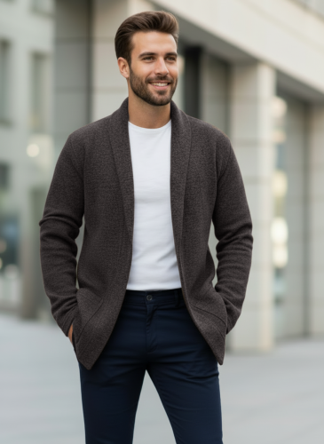 Кардиган длинный вязаный повседневный накидка удлиненный