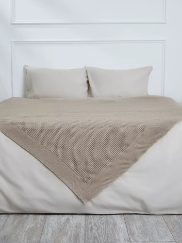 Плед 240х260 на кровать диван покрывало вязаный Хлопок 100 %