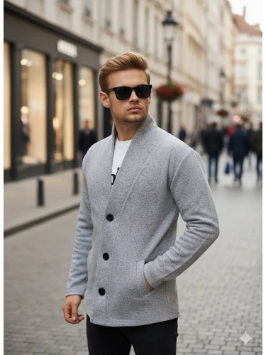 Кардиган на пуговицах длинный повседневный накидка удлиненны фото 2