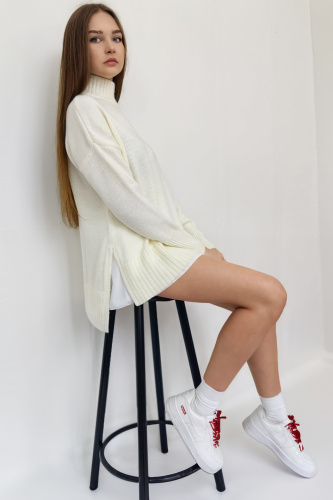 Свитер оверсайз с горлом теплый шерстяной Джемпер фото 5