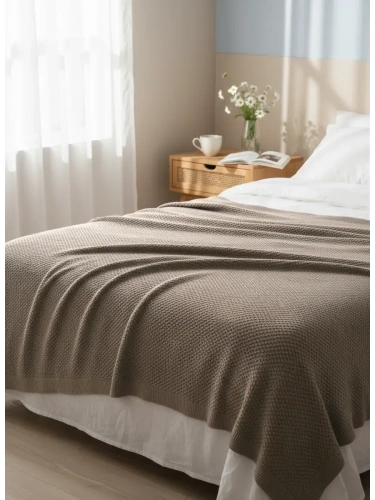 Плед 180х220 на кровать диван покрывало вязаный Хлопок 100 % фото 3