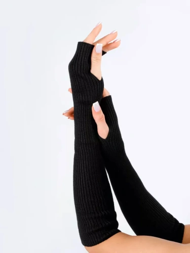 Митенки длинные темно-серый перчатки без пальцев гетры фото 10