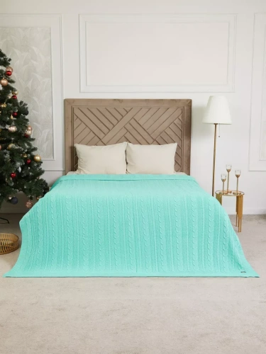 Плед 160х220 на кровать диван покрывало вязаный Хлопок 100 % фото 6