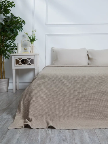 Плед 160х220 покрывало на диван кровать вязаный хлопок 100%