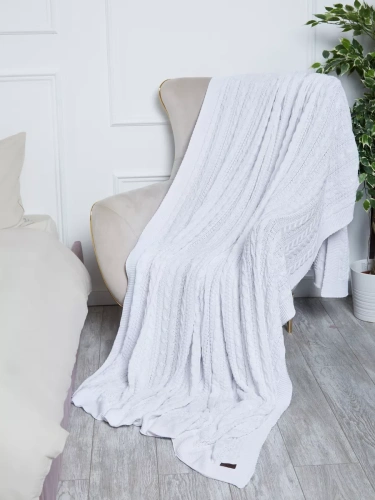 Плед 180x220 на кровать диван покрывало вязаный хлопок 100% фото 5