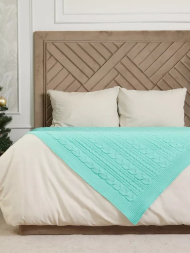 Плед 160х220 на кровать диван покрывало вязаный Хлопок 100 %