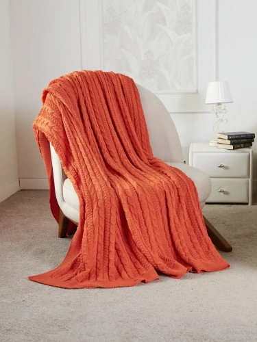 Плед 160х220 покрывало на диван кровать вязаный хлопок 100% фото 3