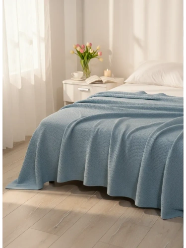 Плед 160х220 на кровать диван покрывало вязаный Хлопок 100 % фото 4