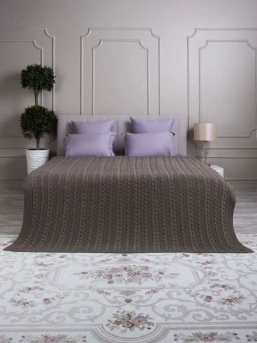 Плед 200x220 на кровать диван покрывало вязаный хлопок 100% фото 4