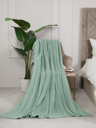 Плед 160х220 покрывало на диван кровать вязаный хлопок 100% фото 3