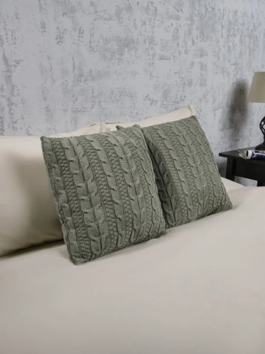 Наволочка декоративная вязаная для подушки 45 x 45 см хлопок фото 4