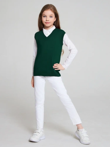 Жилет для девочки мальчика зеленый жилетка школьный фото 5