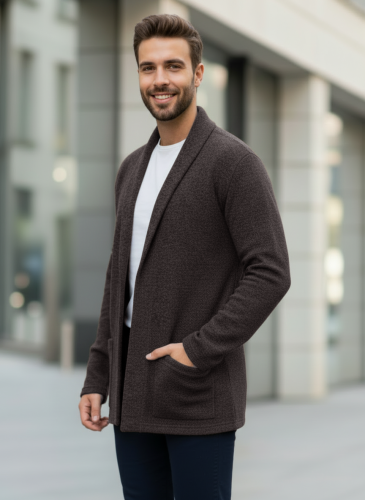 Кардиган длинный вязаный повседневный накидка удлиненный фото 5