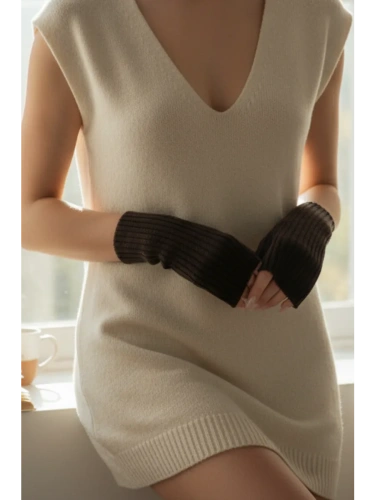 Митенки коричневый теплые перчатки без пальцев y2k фото 4