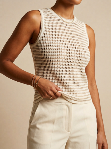 Топ майка вязаный в полоску женский фото 2