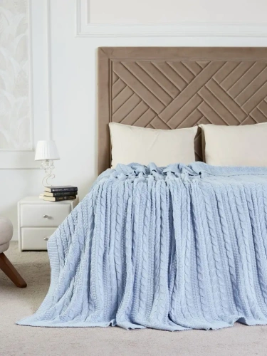 Плед 160х220 покрывало на диван кровать вязаный хлопок 100% фото 4