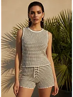 Шорты летние вязаный в полоску короткие на резинке