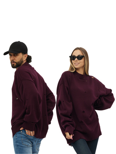 Свитер оверсайз рваный женский и мужской теплая унисекс фото 12