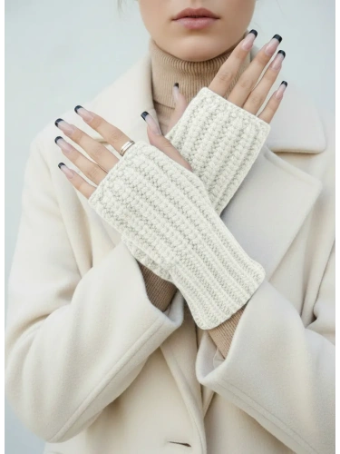 Митенки молочный теплые перчатки без пальцев y2k фото 2