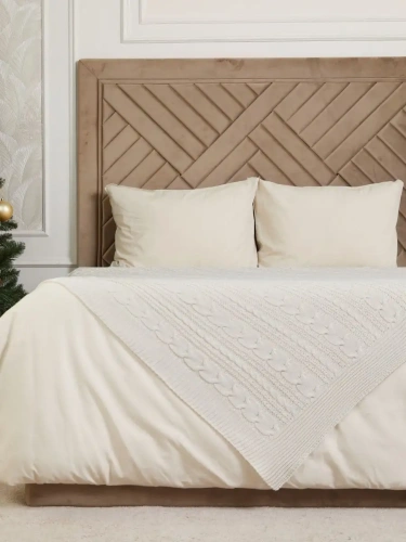 Плед 220х240 на кровать диван покрывало вязаный Хлопок 100 %