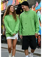 Свитер оверсайз рваный женский и мужской теплая унисекс