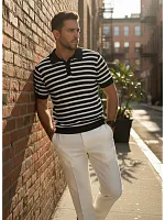 Вязаная футболка поло в полоску