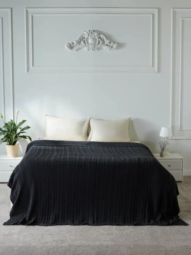 Плед 220x240 на кровать диван покрывало вязаный хлопок 100% фото 3