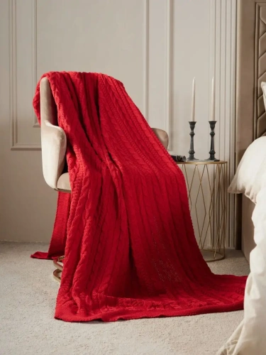 Плед 220x240 на кровать диван покрывало вязаный хлопок 100% фото 5