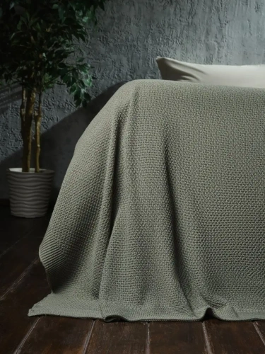 Плед 220х240 на кровать диван покрывало вязаный Хлопок 100 %