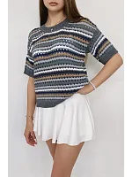 Кофта нарядная оверсайз укороченный ажурная кружевная сетка