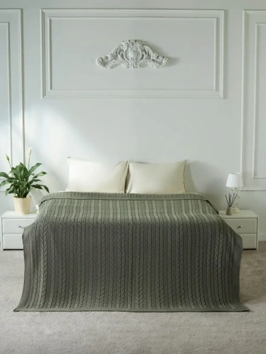 Плед 160х220 покрывало на диван кровать вязаный хлопок 100% фото 4