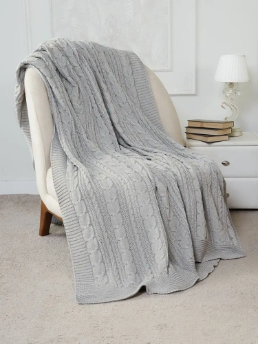 Плед 180х220 на кровать диван покрывало вязаный Хлопок 100 % фото 4