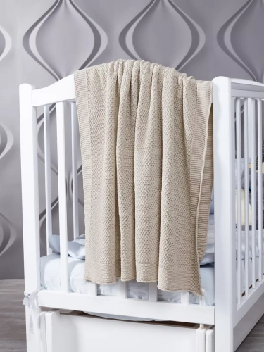 Плед вязаный для малыша 110x90 см хлопок для новорожденных фото 2